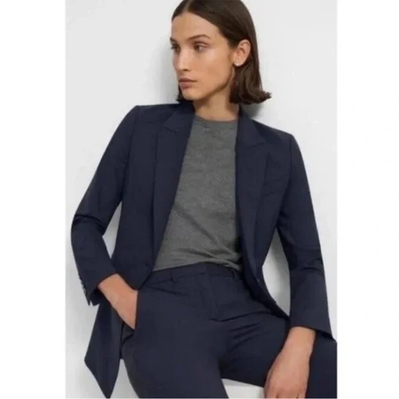 Theory Nichelle Broadway Navy Blue Blazer Suit Jacket 8 - Picture 1 of 14